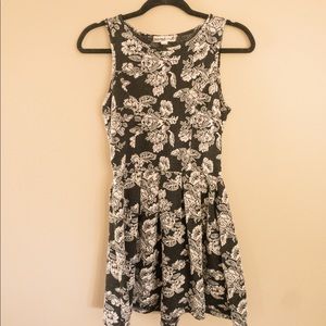 Black and Cream Rose Dress